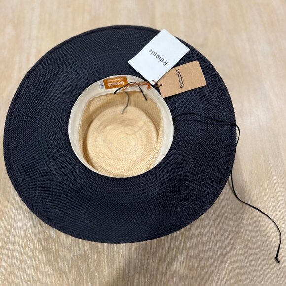 Greenpacha Solana Unisex Sun Panama Hat Black/Natural Color Straw Size M New - Picture 5 of 12